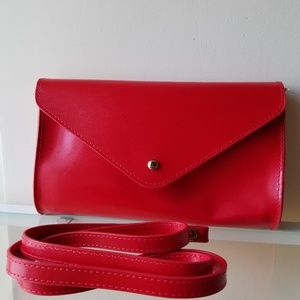 Red convertible envelope clutch